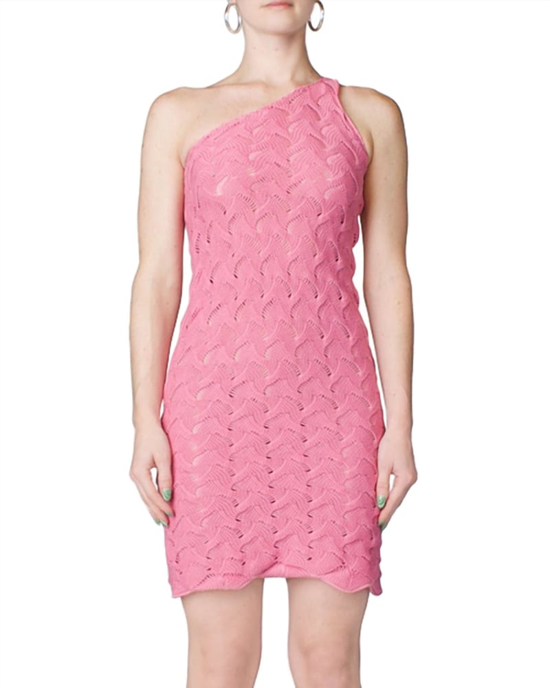 Front of a model wearing a size L Scarlett Knit Dress in Pink in Pink by TACH. | dia_product_style_image_id:337709